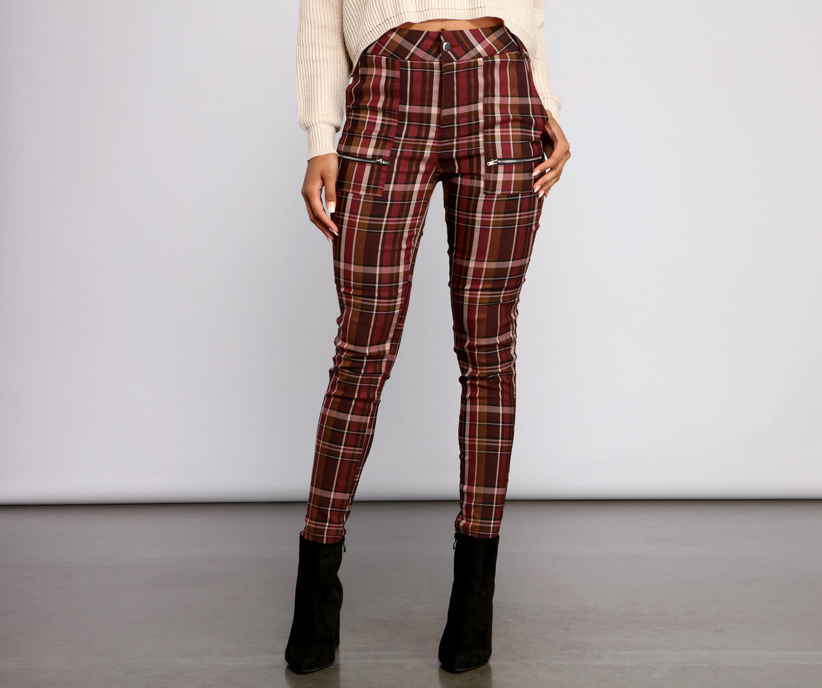 Preppy and Poised Plaid Skinny Pants & Windsor