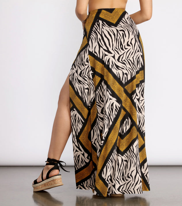 Zebra Print High Slit Maxi Skirt & Windsor