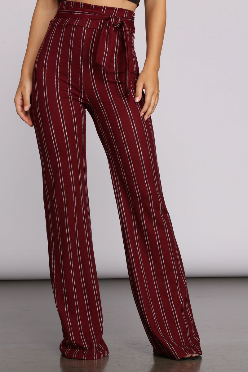 maroon striped pants