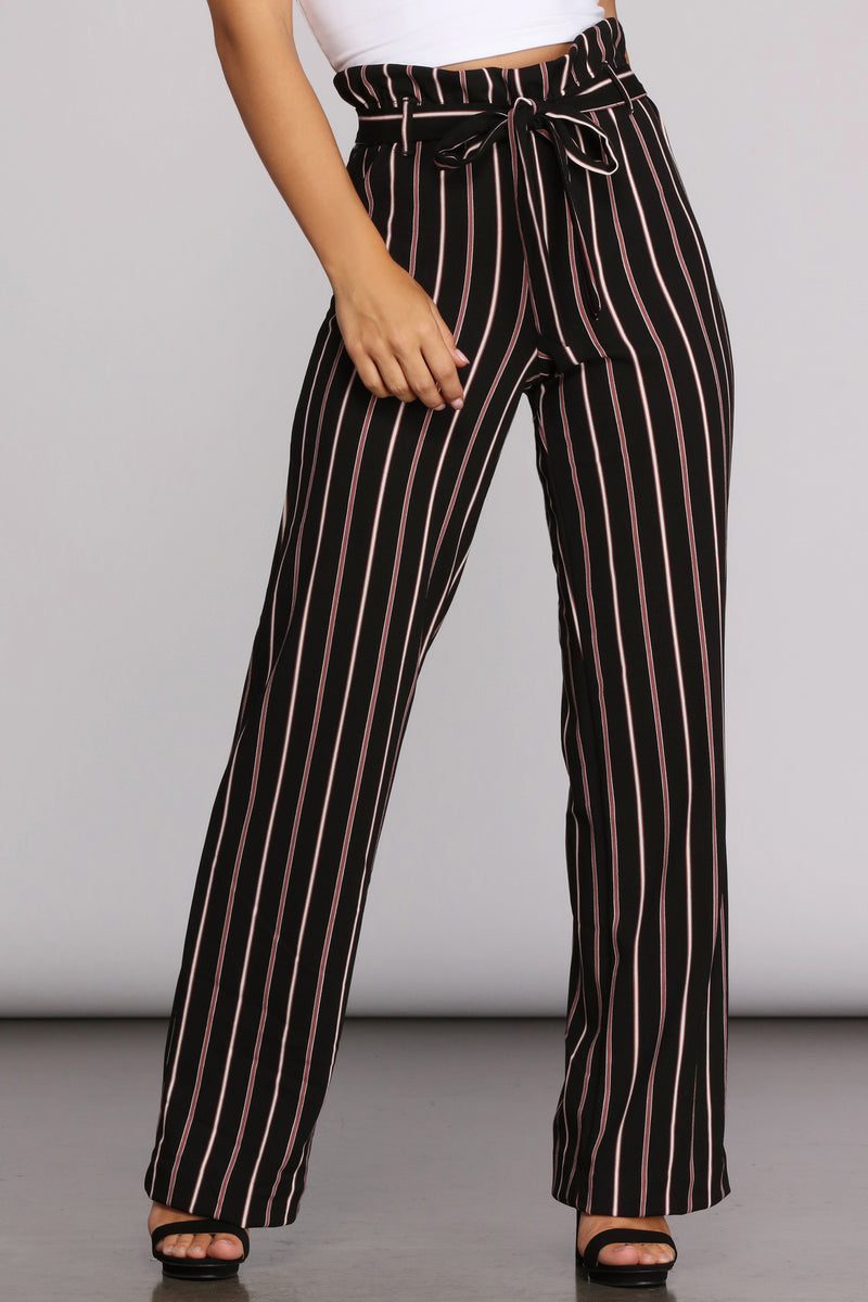 striped pants with tie waist