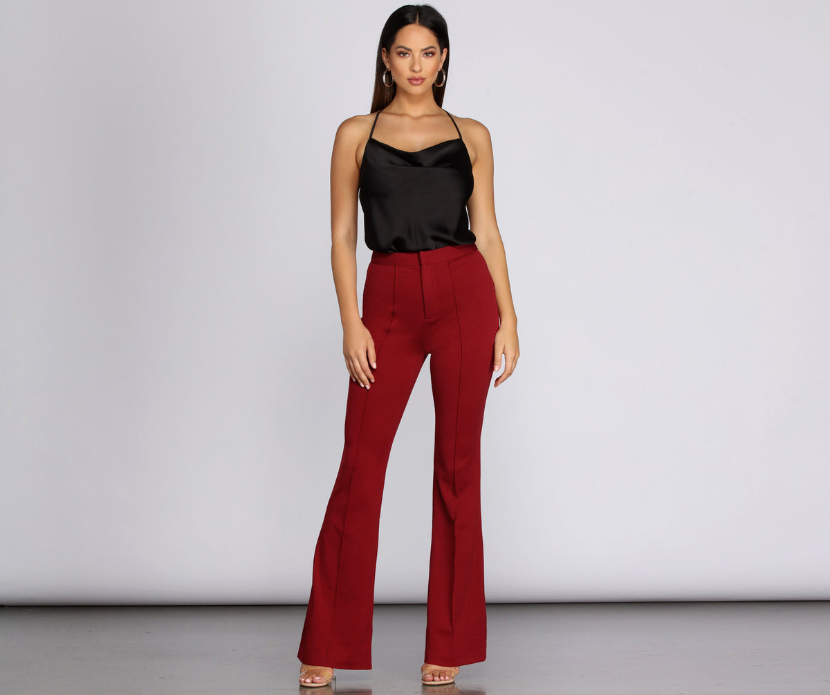 High Waist Crepe Flare Pants & Windsor