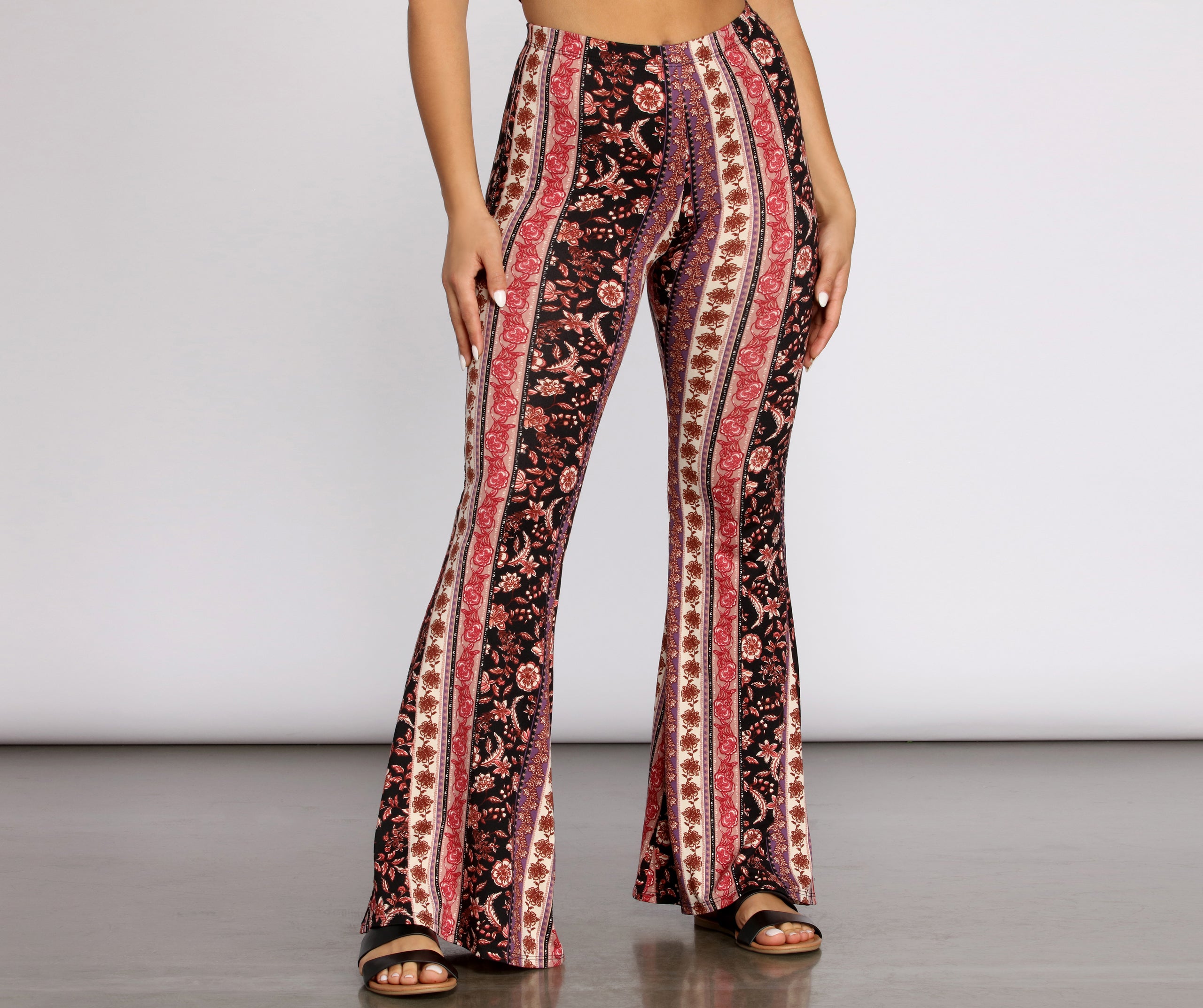 high waisted boho flare pants