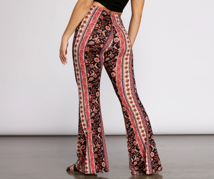 Boho Flair Floral Stripe Flare Pants & Windsor