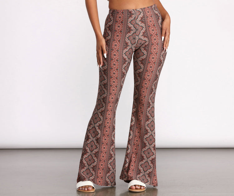 Boho Flair Floral Stripe Flare Pants & Windsor