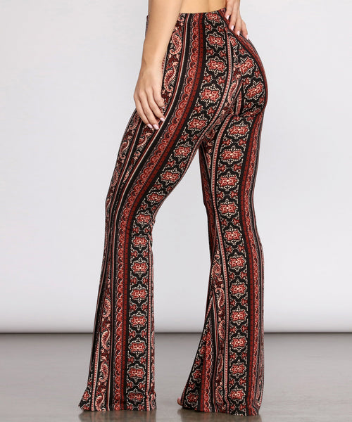 Boho Flair Floral Stripe Flare Pants & Windsor