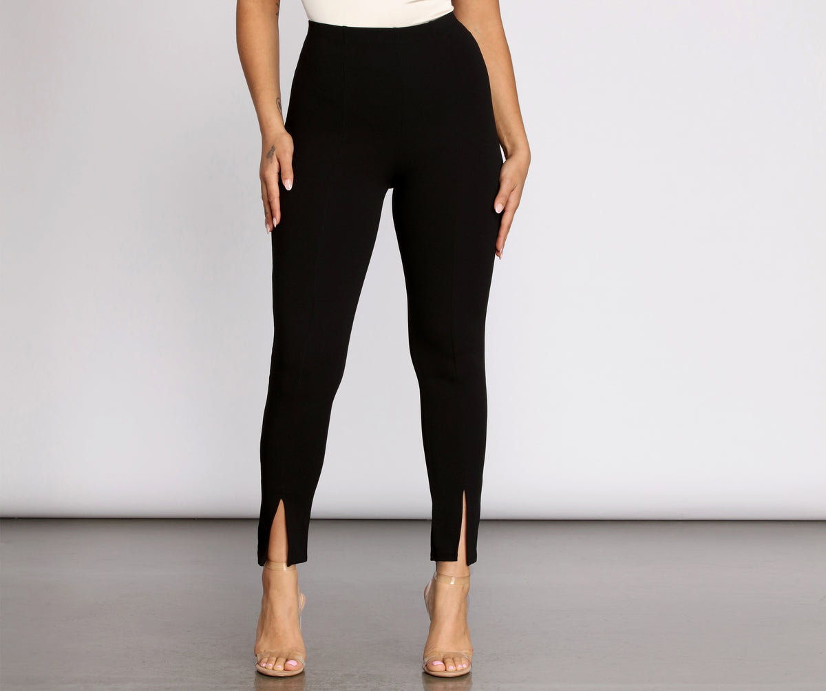 High Rise Ankle Slits Skinny Pants & Windsor