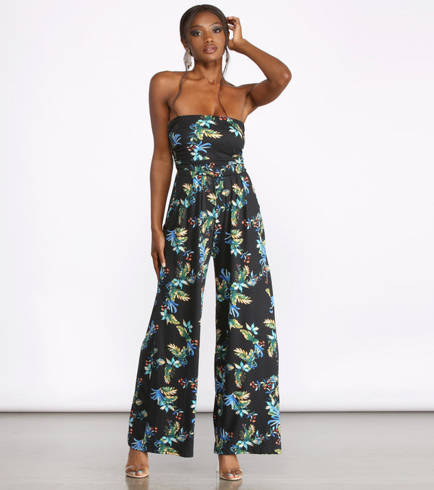 Tropical Floral Sleeveless Wide Leg Jumpsuit & Windsor