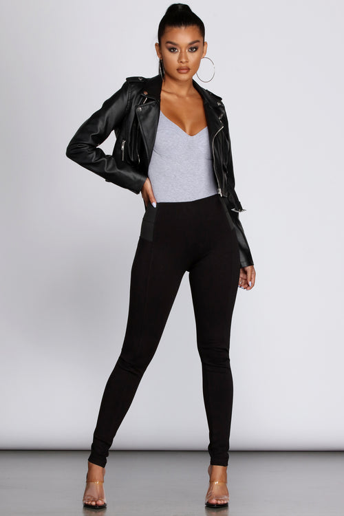 Hot Girls Sexy Tight Pants Black Skinny Faux Leather Leggings for Women -  China Short Pants and Cotton Pants price