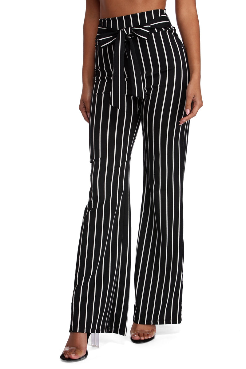 striped tie waist pants