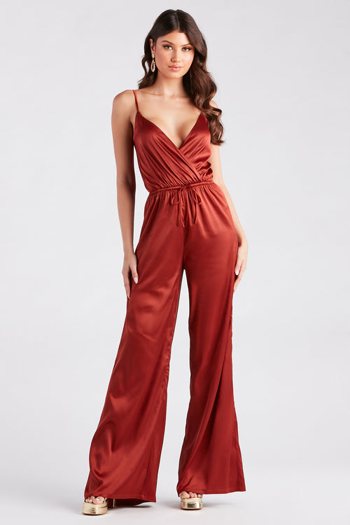 Buy Sexy Plus Size Wide Leg Jumpsuits for Women Long Sleeve Wrap V Neck  Belted Stretchy Long Pants Jumpsuit Romper L4XL Red Large at Amazonin