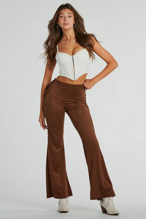 FAIABLE Velvet Pants for Women Wide Leg Pants High Waisted Palazzo Pants  Causal Outfits Baggy Flowy Y2K Pants with Pockets Brown at  Women's  Clothing store