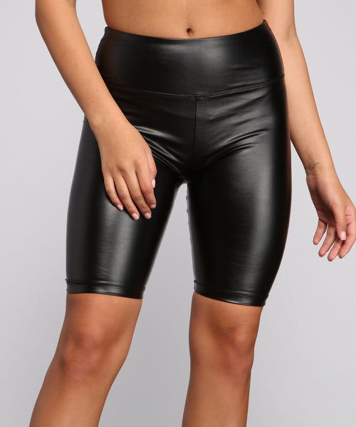 pleather biker shorts