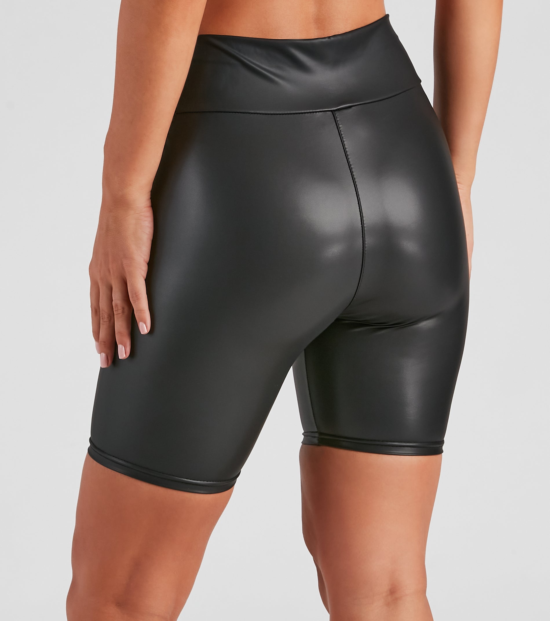 Faux Leather Biker Shorts#N#& Windsor