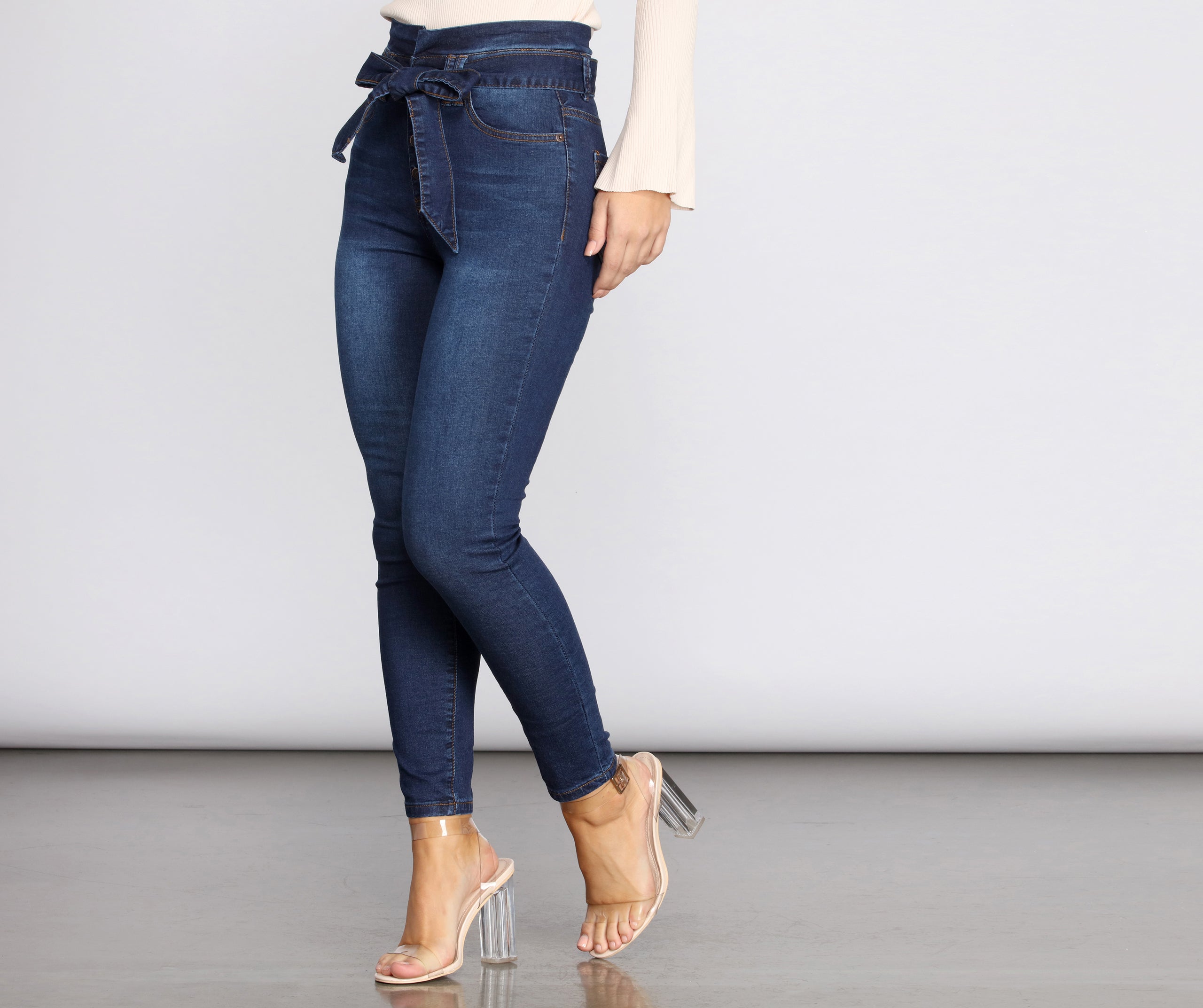 High Rise Paper Bag Skinny Jeans | Windsor