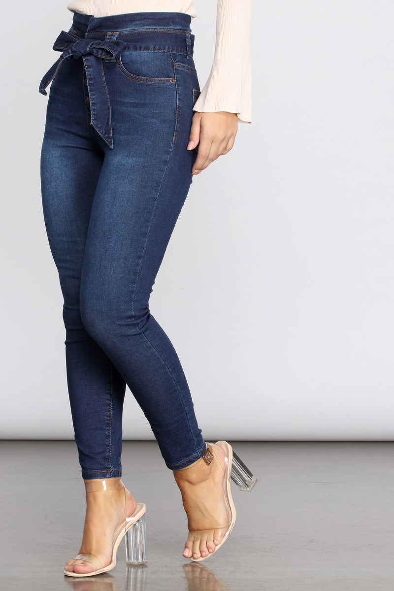 paperbag waist skinny jeans