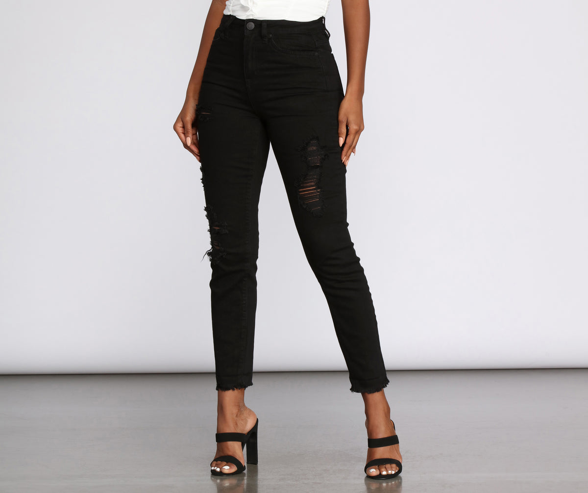 On The Rise Distressed Skinny Jeans – Windsor