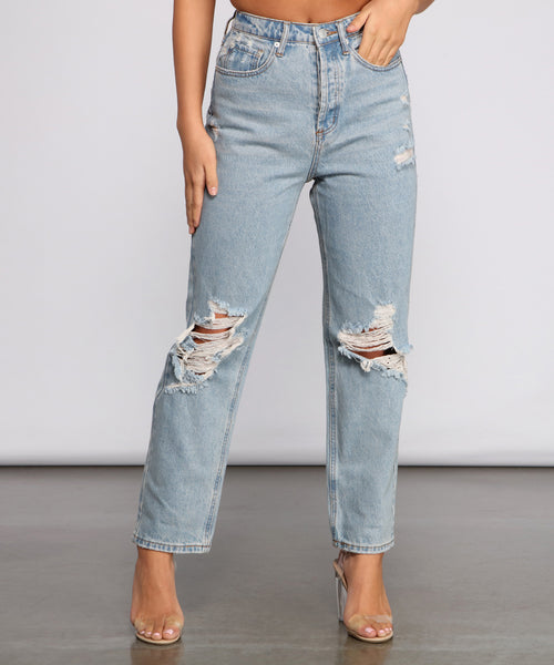 Classic Staple High Rise Destructed Boyfriend Jeans & Windsor