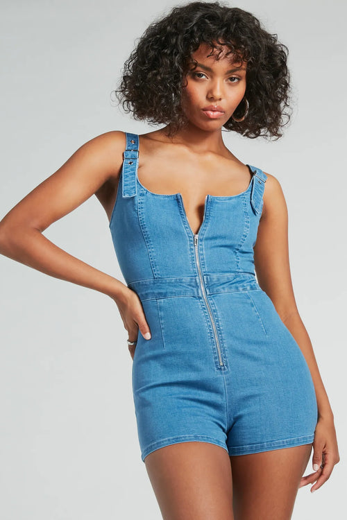 Denim One Piece Shapewear Romper