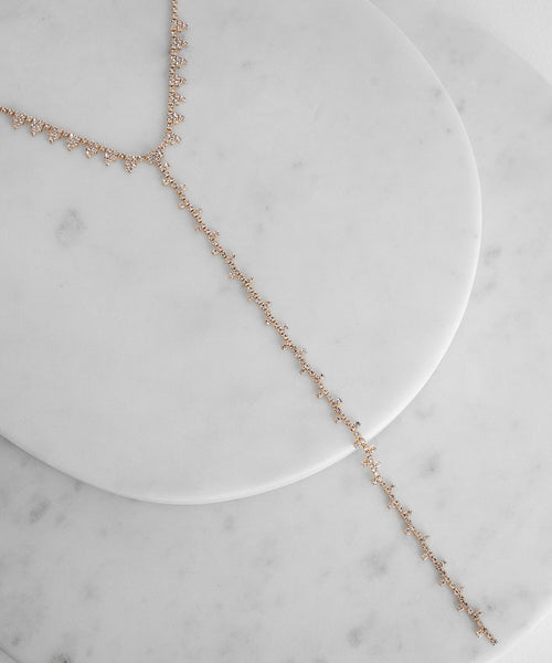 Clustered Rhinestone Choker Lariat Necklace & Windsor