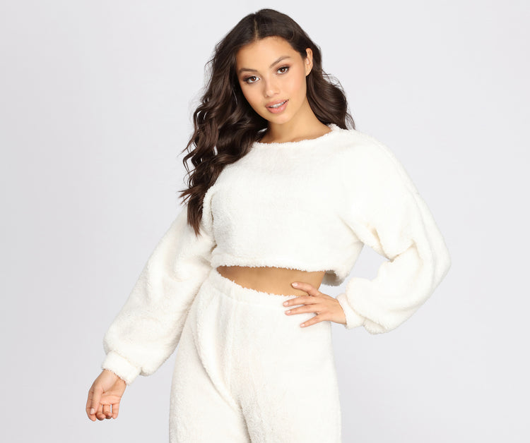 Pj Party Cozy Sherpa Crop Top | Windsor