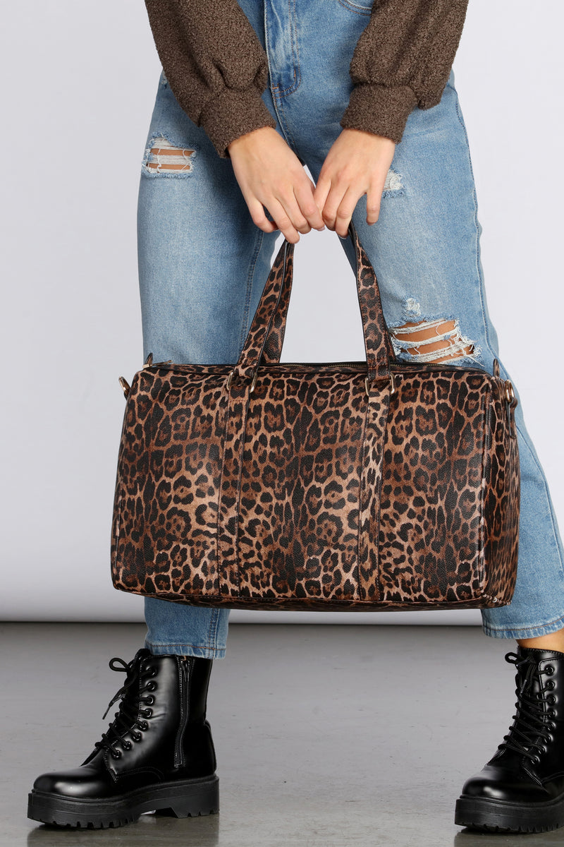 leopard print duffle bag