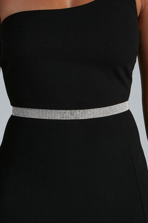 Elegant Pearl Belt Thin Dress Skinny High Waist Cinch Belts Wrap Black