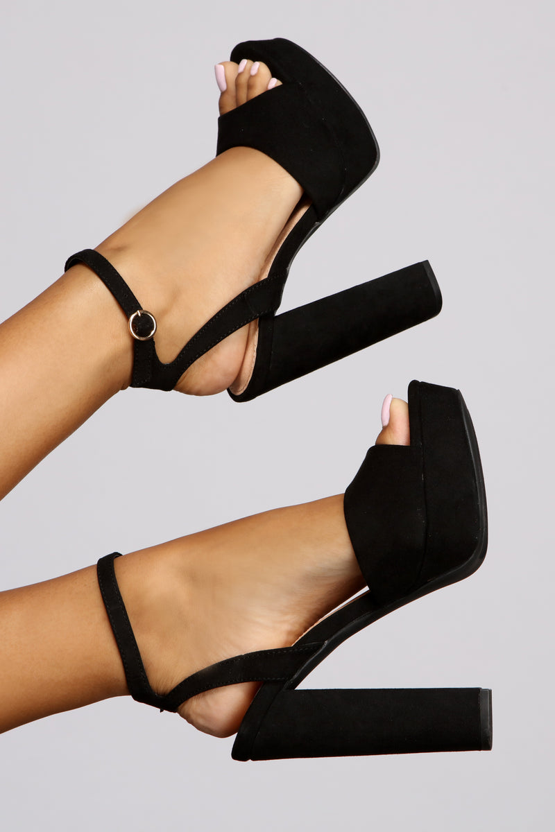 faux suede block heels