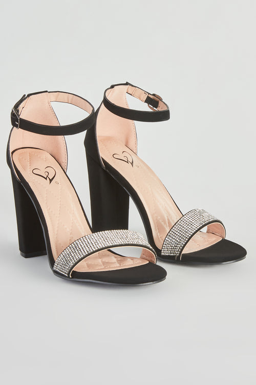 Black Velvet Almond Toe Ankle Strap Heels -SheIn(Sheinside) | Ankle strap  heels, Leather shoes woman, Fashion heels