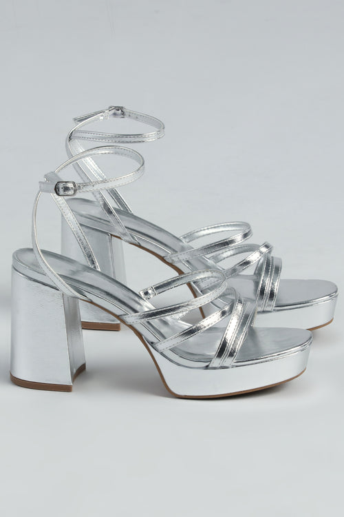 Coiled Up in My Zip-Up Closure High Stiletto Silver Heels