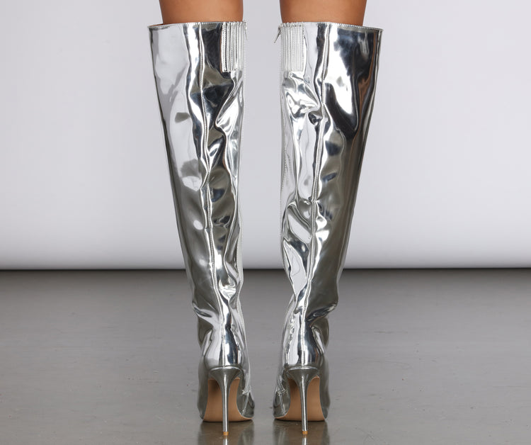 Mirrored Over The Knee Stiletto Boots & Windsor