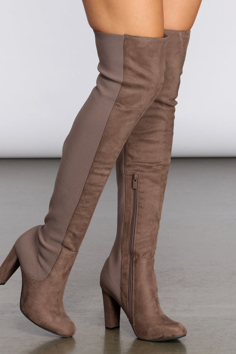 thigh high tan suede boots