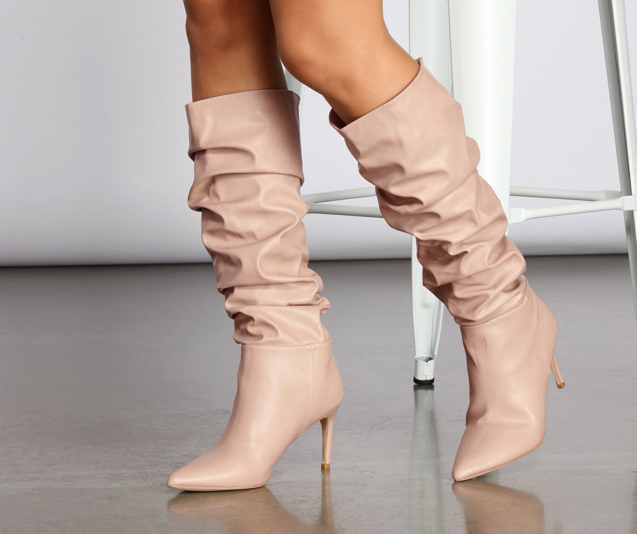 thigh high scrunch boots