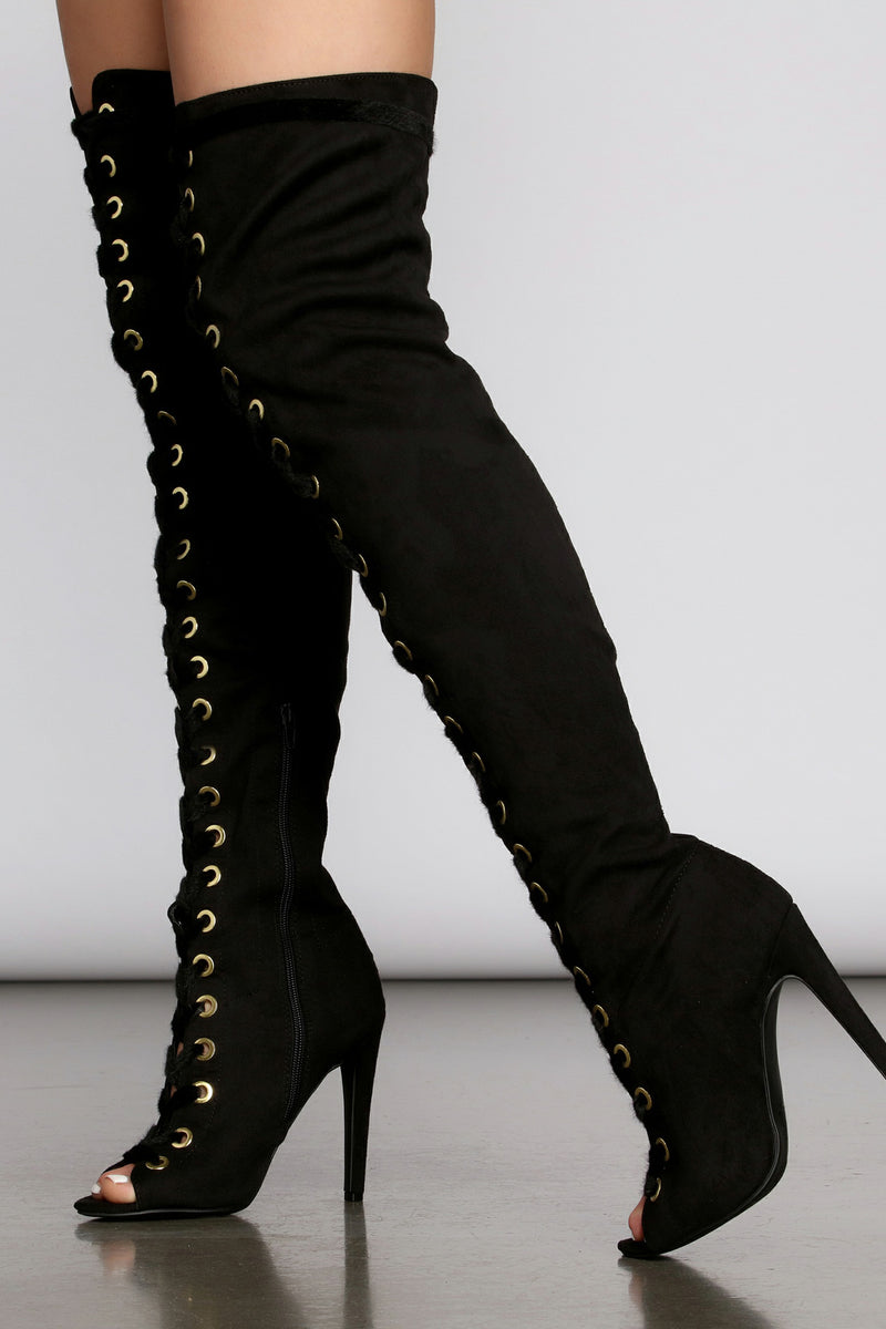 Bad Type Faux Suede Thigh High Boots 