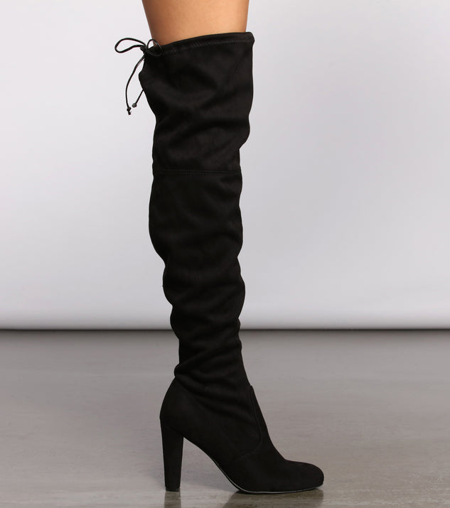 A Chic Vibe Over The Knee Block Heeled Boots & Windsor
