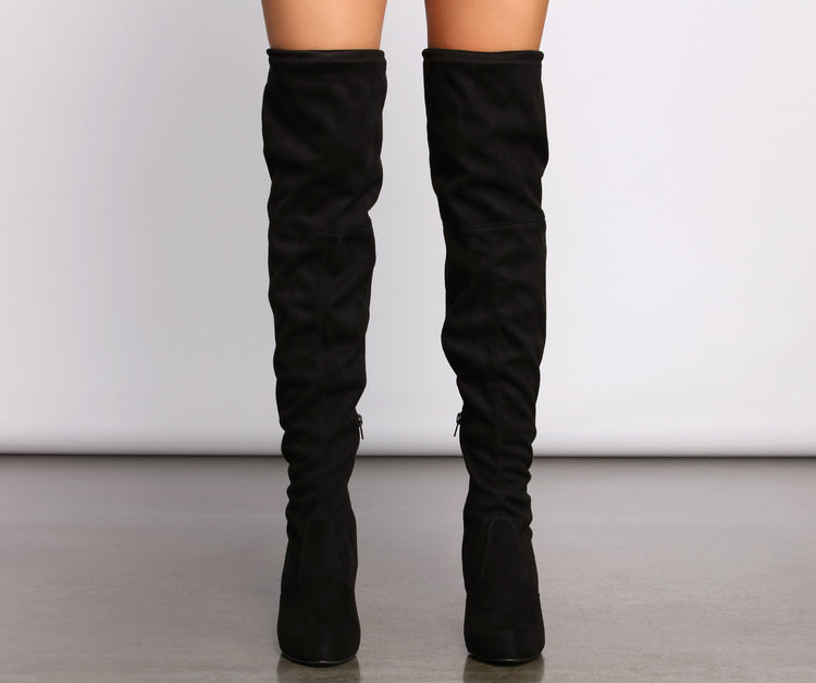 A Chic Vibe Over The Knee Block Heeled Boots & Windsor