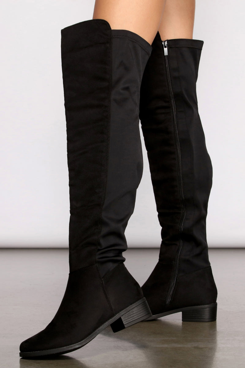suede over the knee flat boots