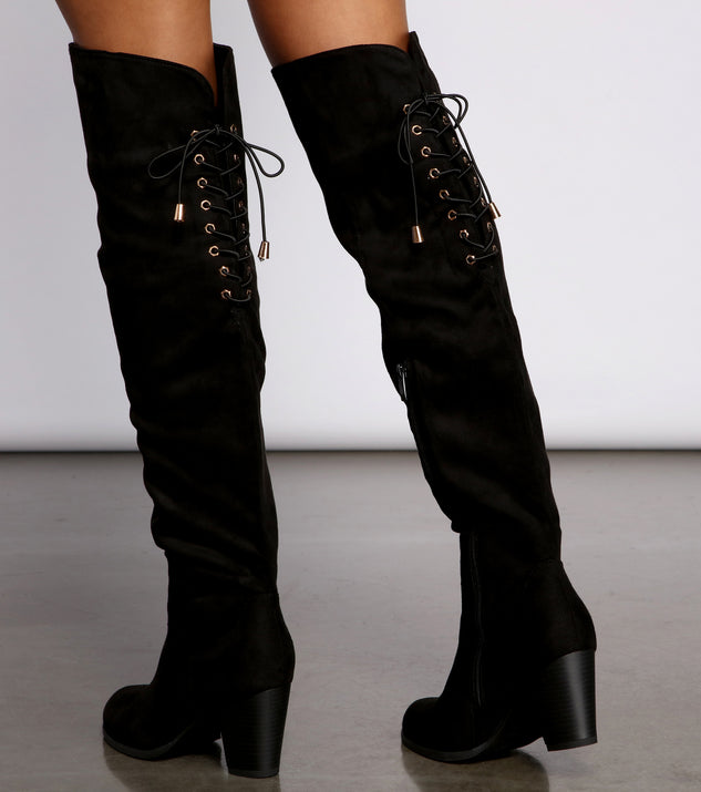 Faux Suede Lace-Up Stacked Heel Boots & Windsor