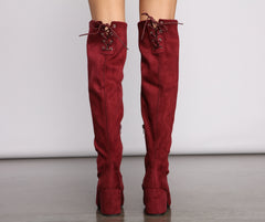 over the knee tie boots