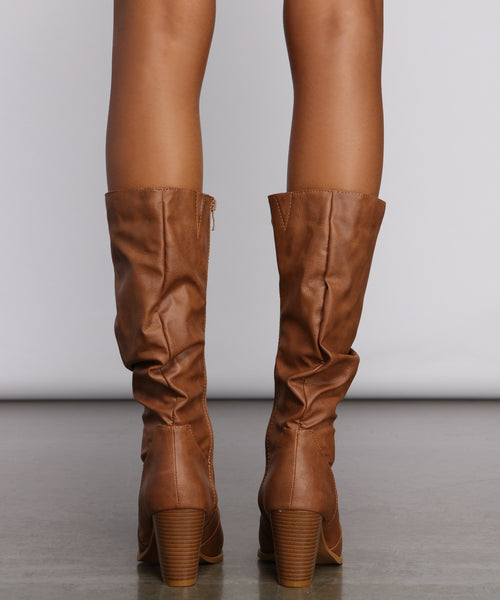 Faux Leather Slouched Knee-High Boots & Windsor