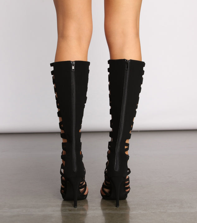 Chic Caged Below The Knee Stiletto Boots & Windsor