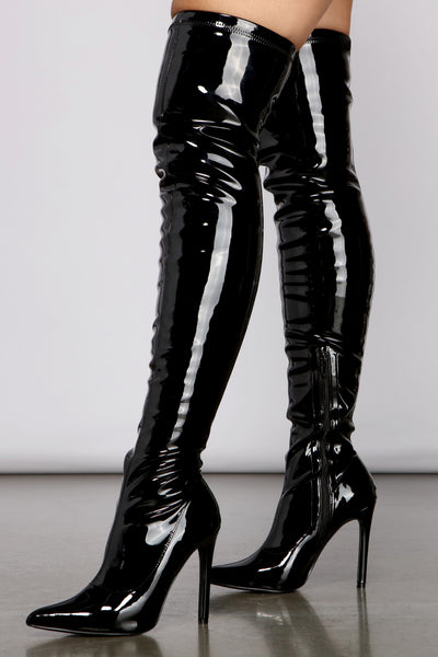 Faux Patent Leather Thigh High Boots & Windsor