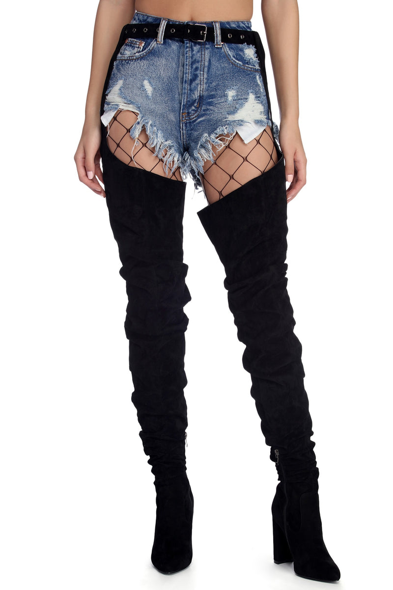 chap thigh high boots off 54% -