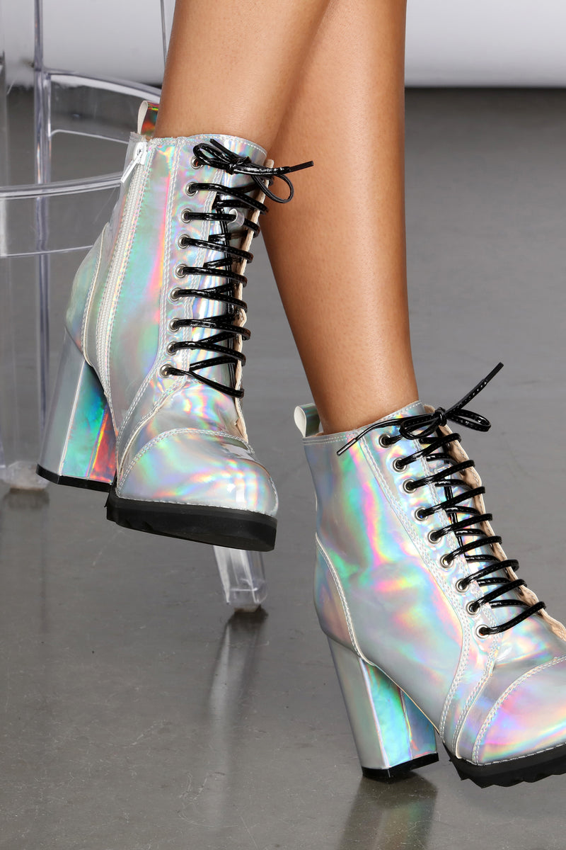 Holographic Lace Up Combat Boot | Windsor