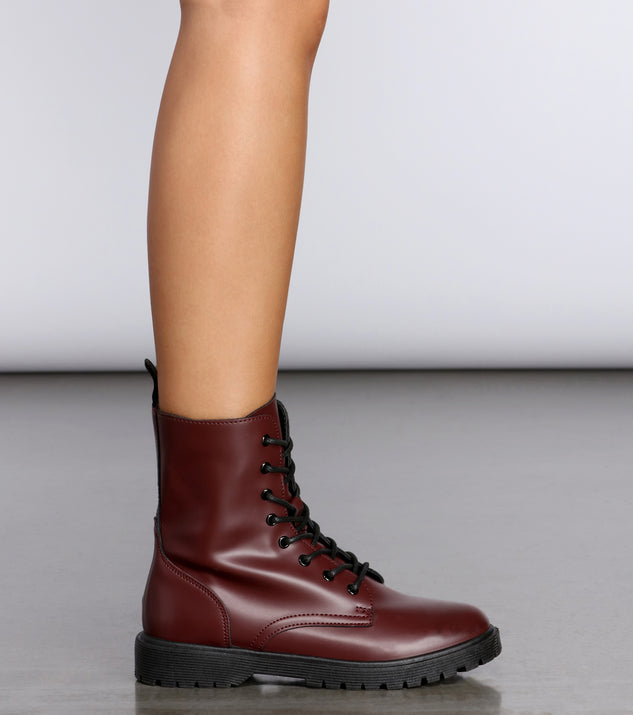 Faux Leather Lace-Up Combat Boots | Windsor
