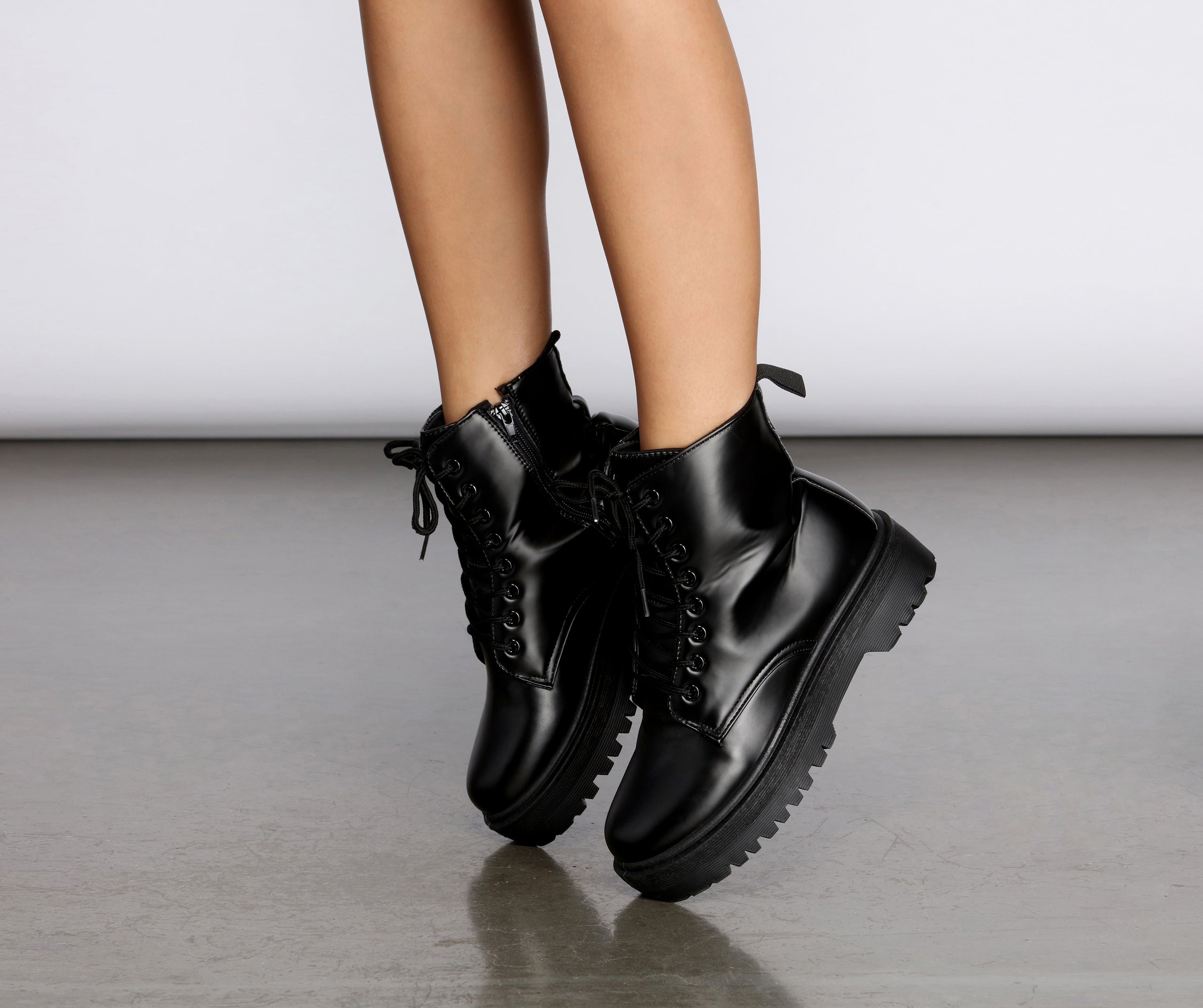 faux suede platform combat boots