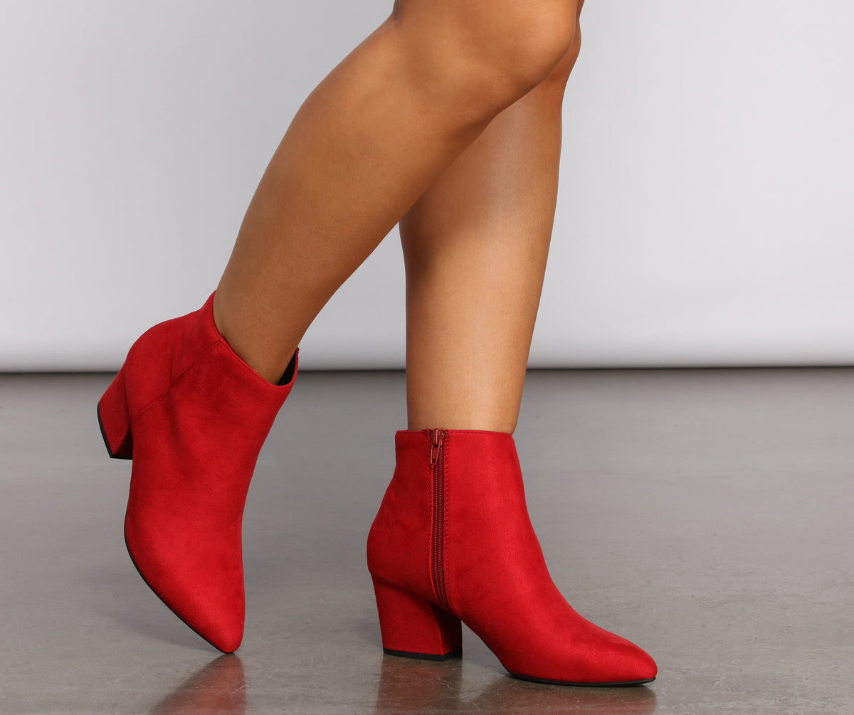 Lady In Red Block Heel Booties & Windsor