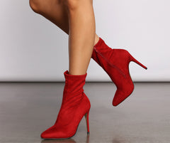 red stiletto sock boots