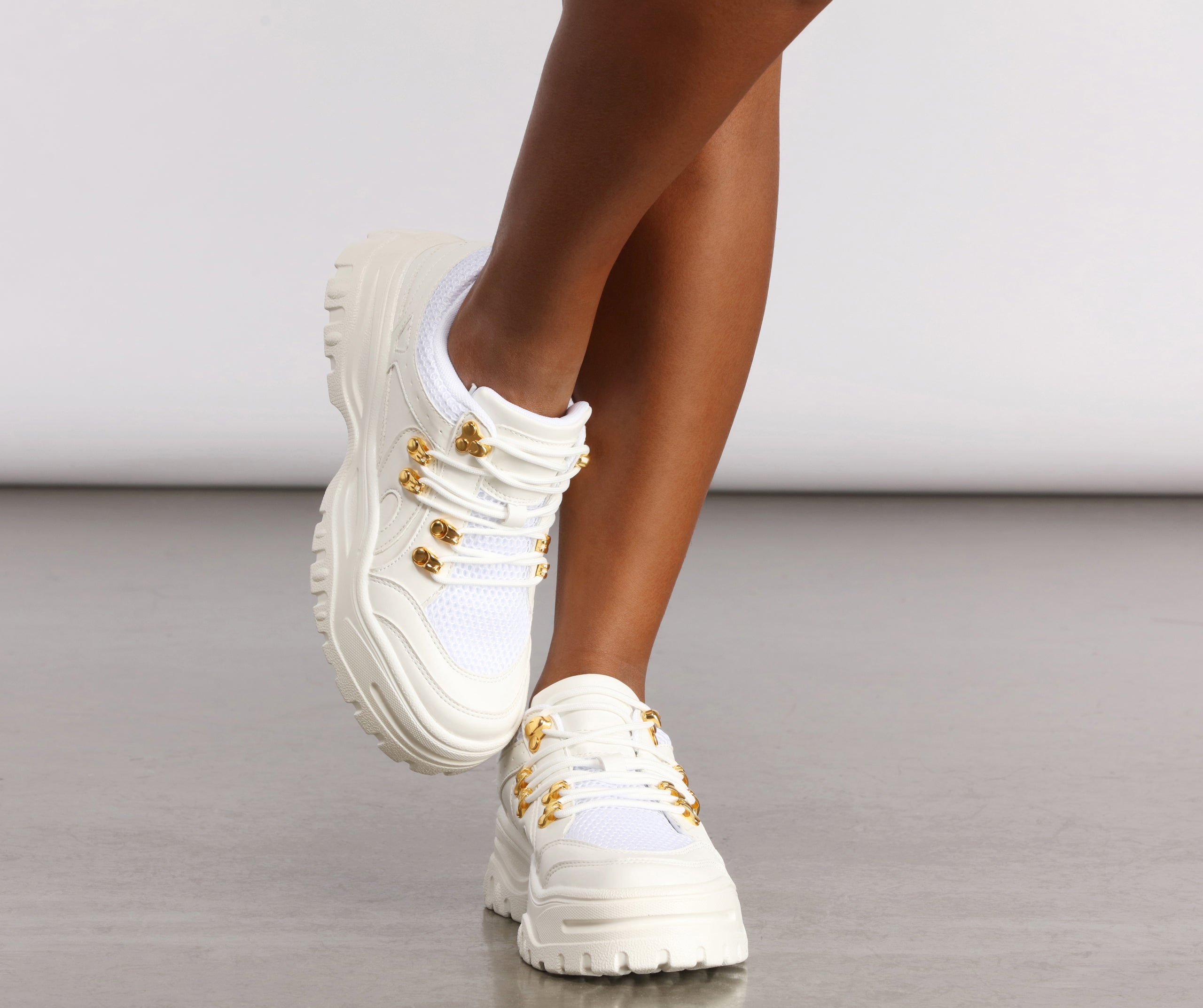 Pop of Glam Chunky Bungee Lace Sneakers 