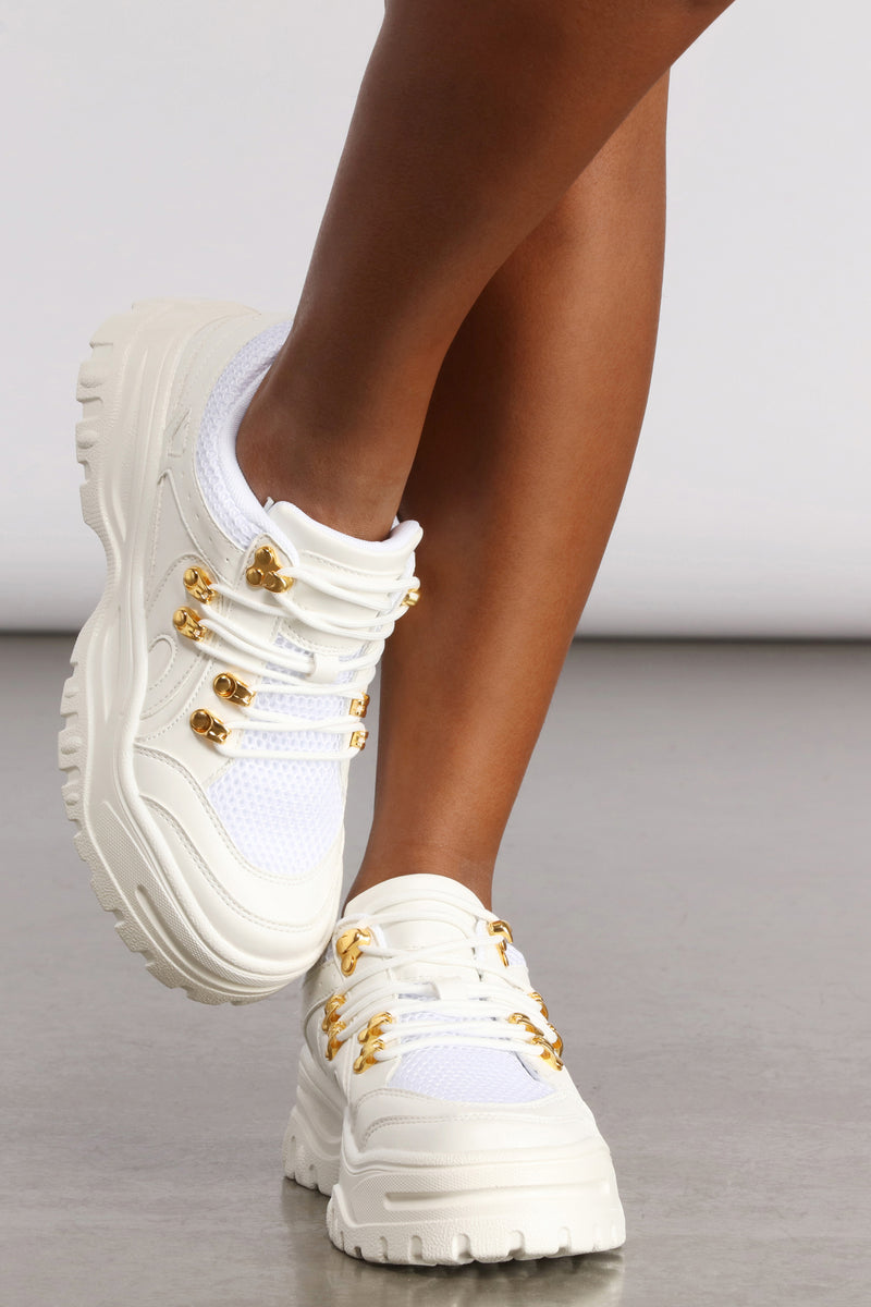 Pop of Glam Chunky Bungee Lace Sneakers 