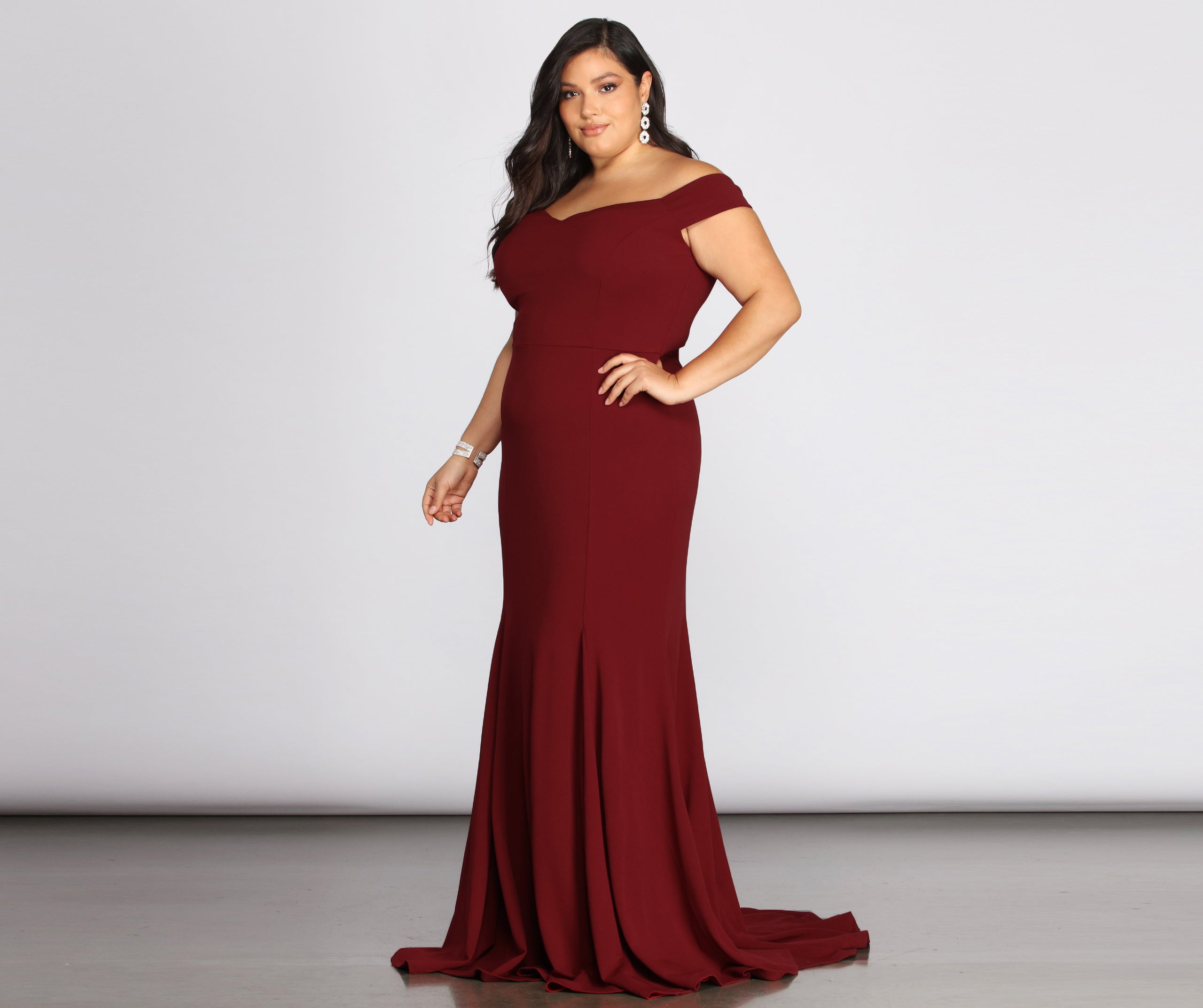 windsor burgundy long dress